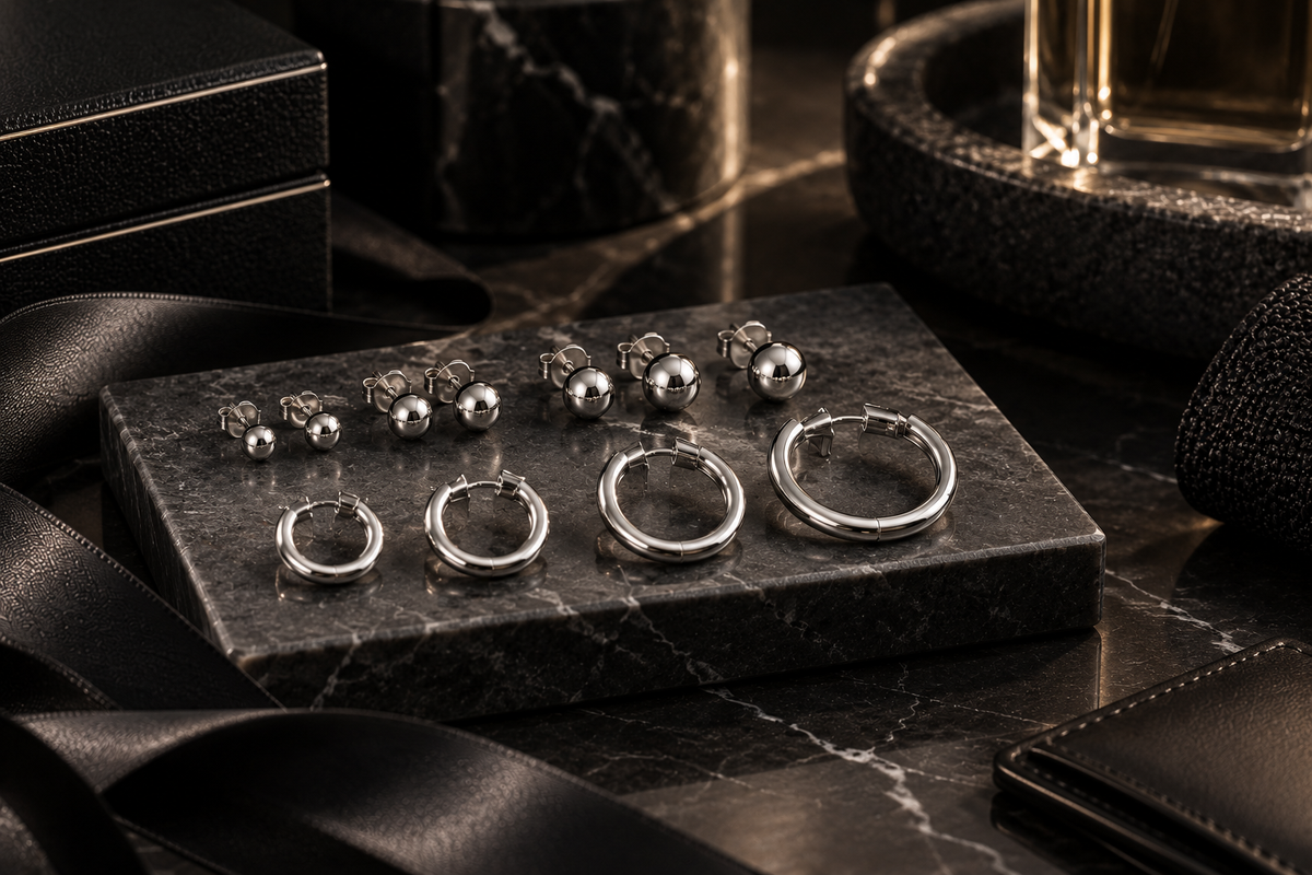 Mens Silver Studs & Hoops