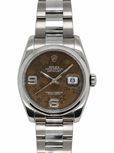 Rolex Datejust 36mm Stainless Steel Chocolate Floral Dial – Circa 2011